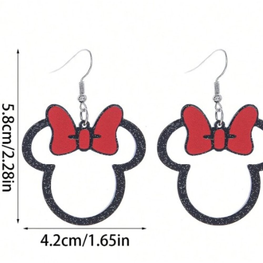 DISNEY Minnie Mouse Dangle Glitter Earrings (BRAND-NEW & SO CUTE!) - Picture 3 of 4